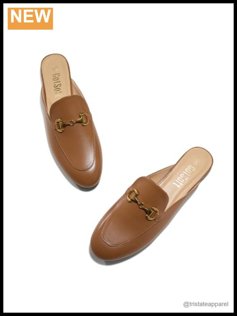 Lambskin Insole Mules Metal Buckle Backless Slip on Flats